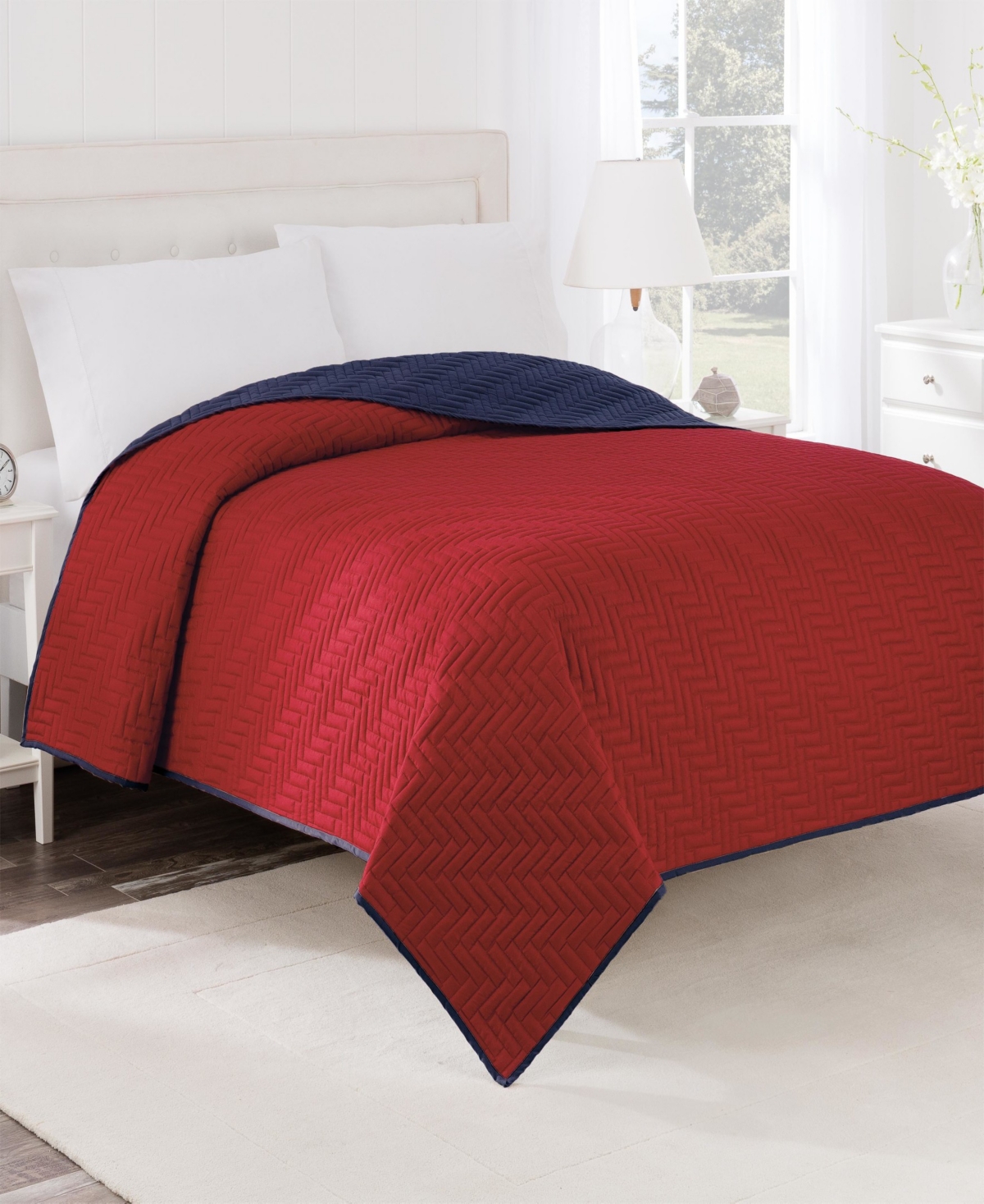 Westpoint Home Martex Reversible Twin Coverlet In Red,navy