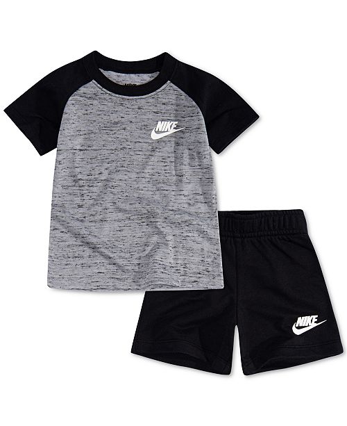 Nike Baby Boys 2 Pc Raglan T Shirt French Terry Shorts Set