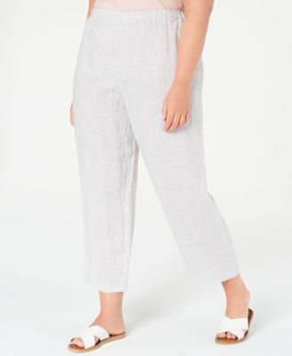 plus size striped linen pants