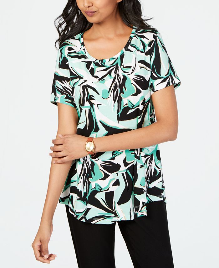 JM Collection Petite Printed Shirttail-Hem Top, Created for Macy's ...