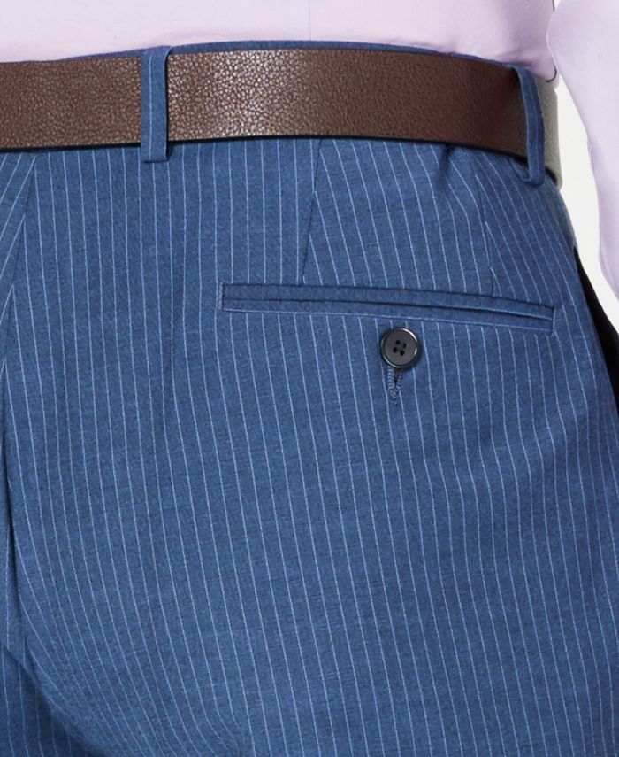 Van Heusen Men's Slim-Fit Flex Stretch Wrinkle-Resistant Blue Pinstripe ...