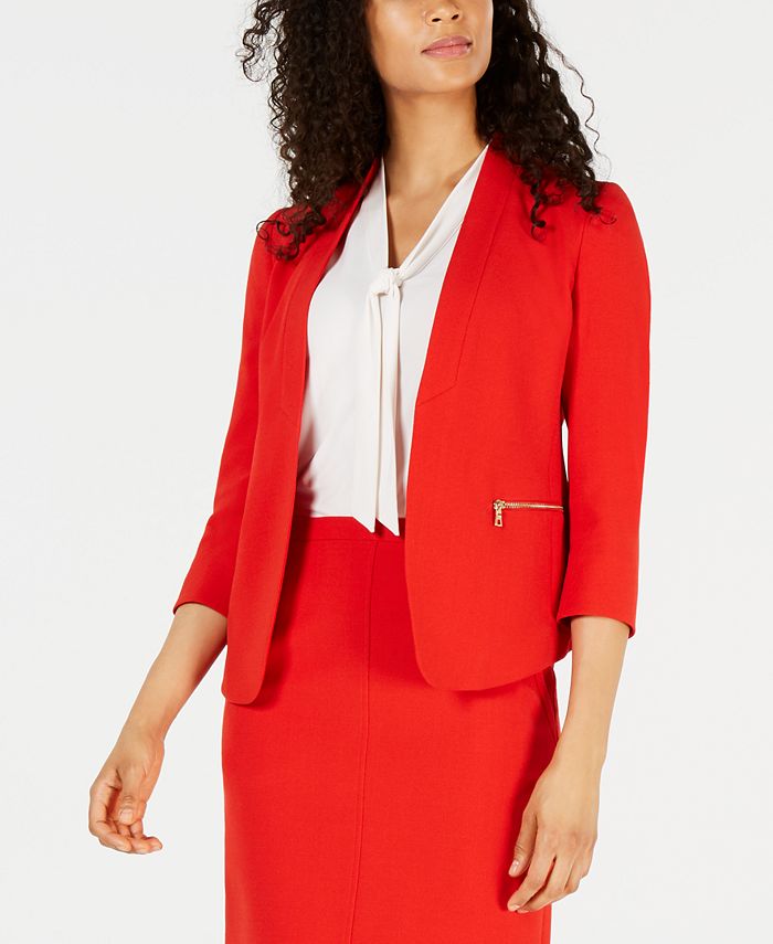 Anne Klein Crepe 3 4 Sleeve Blazer Macy s