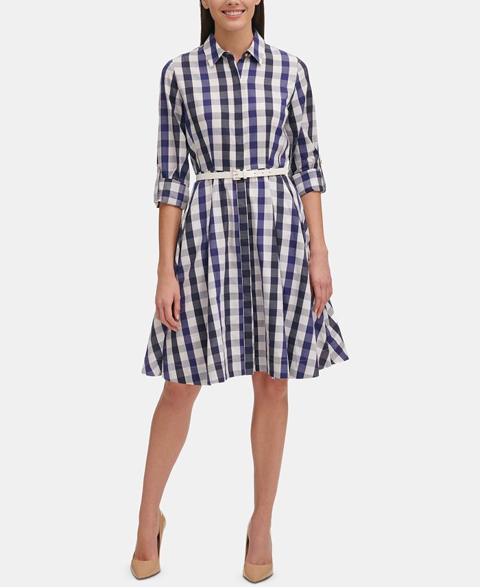 Tommy Hilfiger Belted Plaid Shirtdress - Macy's