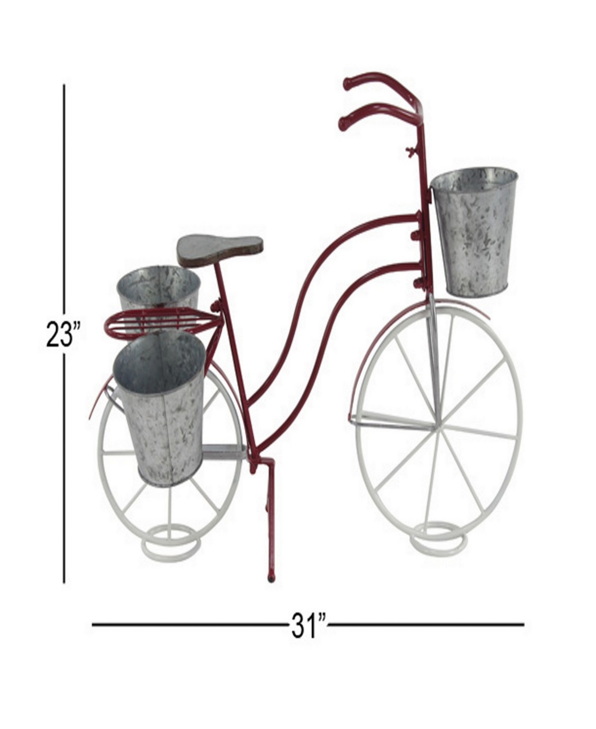 Red Tin Vintage Planter, 23 x 31 x 15