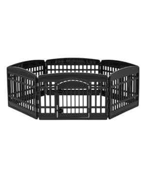 IRIS USA 24  6-Panel Plastic Exercise Pet Playpen with Door  Black