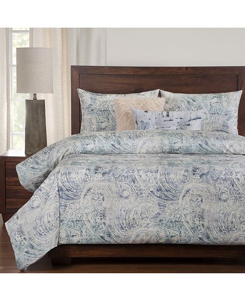 Pologear Indio Blue And Cream Pasley 5 Piece Twin Luxury Duvet Set