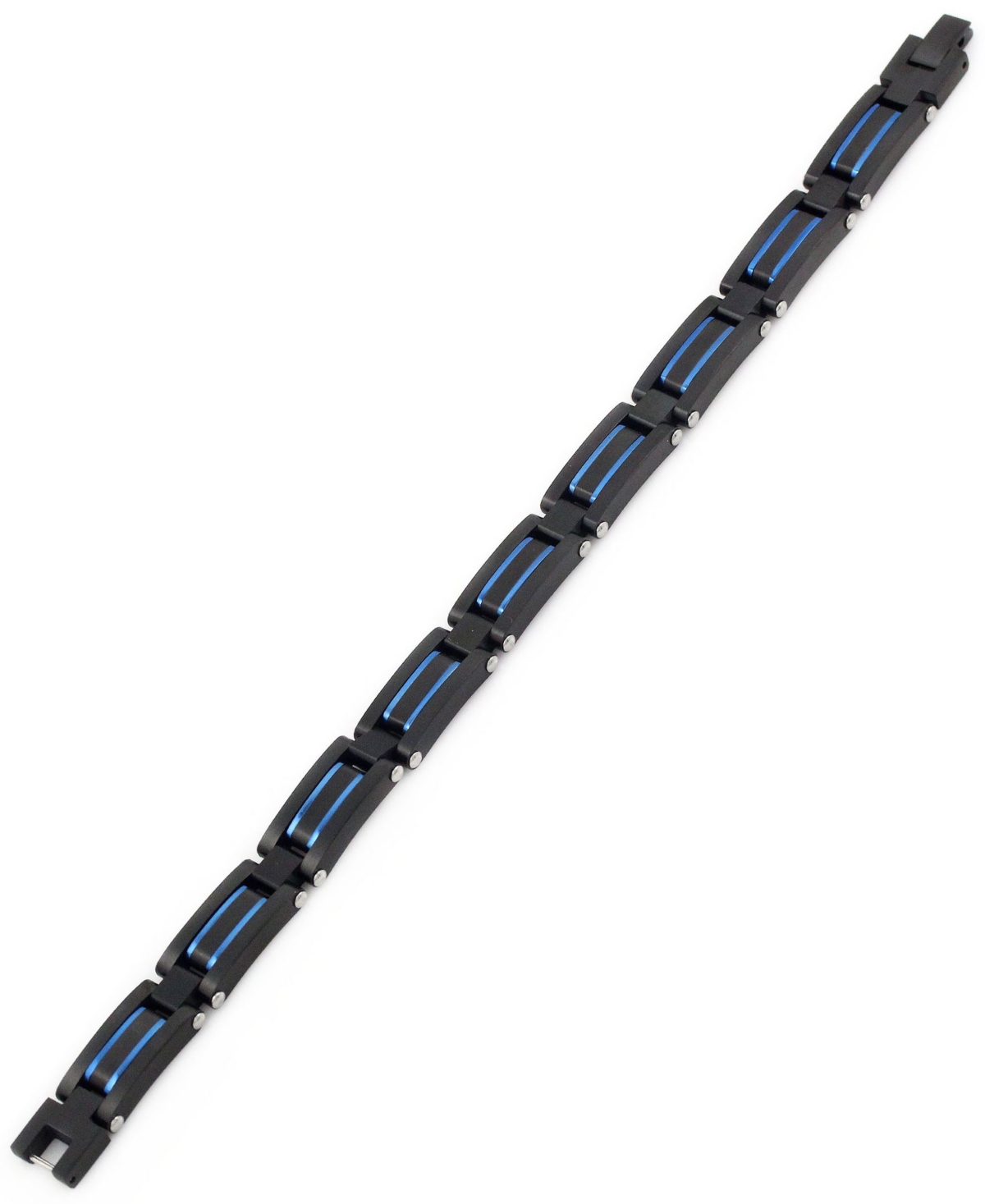 Sutton Stainless Steel Black and Blue Link Bracelet - Black
