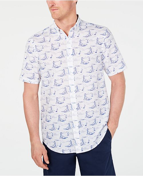 Club Room Men S Scenic Print Linen Shirt Created For Macy S