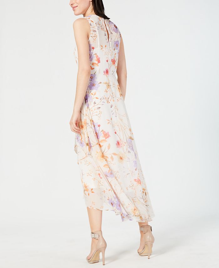 Calvin Klein Floral-Embroidered Trumpet Midi Dress - Macy's
