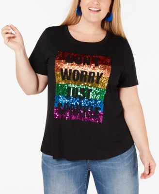 macy's plus size sequin tops