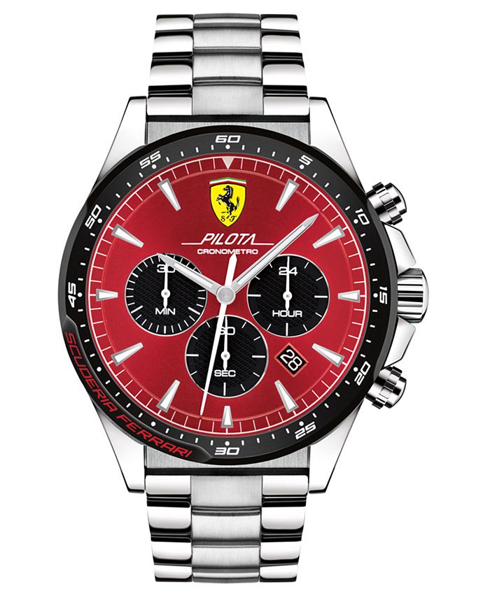 Ferrari Men s Chronograph Pilota Stainless Steel Bracelet Watch