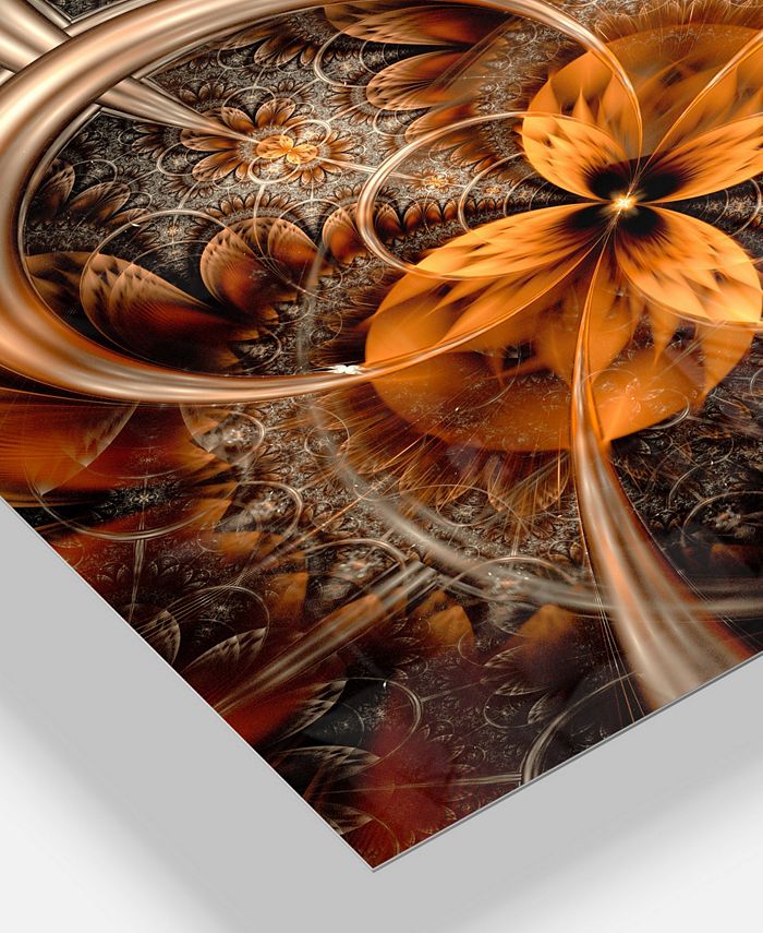 Design Art Designart 'Dark Orange Fractal Flower' Abstract Metal Wall