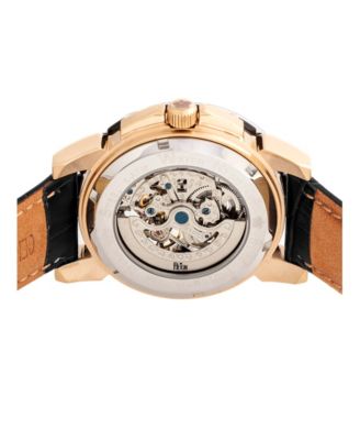 Philippe Automatic Rose Gold Case, Black Dial, Genuine Black Leather Watch 41mm