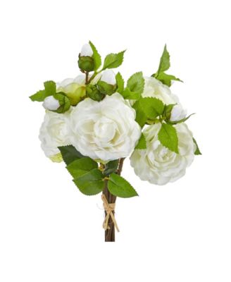 Nearly Natural - 11” Camellia Artificial Flower Bouquet (Set of 4)