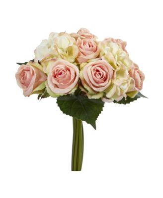 12” Rose and Hydrangea Bouquet Artificial Flower (Set of 6)