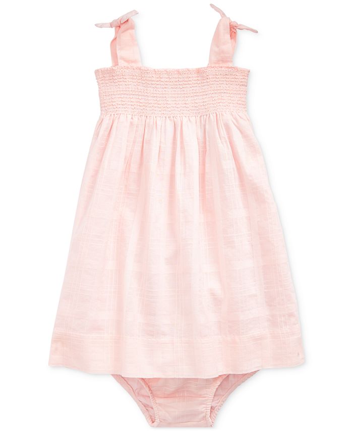 Polo Ralph Lauren Baby Girls Smocked Cotton Dress & Bloomer - Macy's
