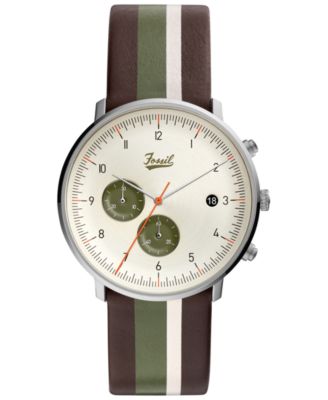 LIMITED EDITION Fossil Men s Chronograph Chase Timer Striped Brown Leather Strap Watch 42mm Created for Macy s Macy s