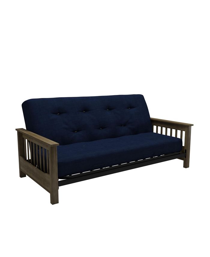 EveryRoom Noah Wood Arm Oak Futon with 6'' Coil Linen Mattress Macy's