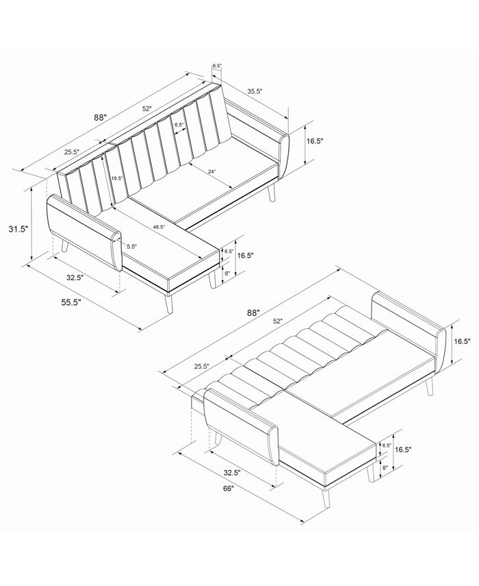 Novogratz Collection Novo Gratz Brittany Sectional Futon Sofa Macy's