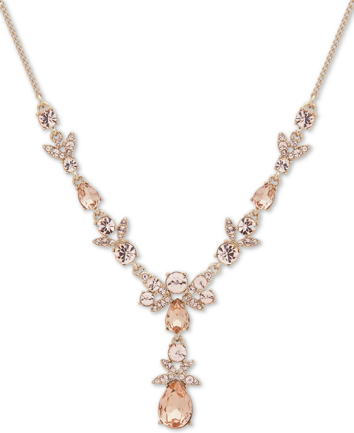 Gold-Tone Crystal Lariat Necklace, 16" + 3" extender - Gold