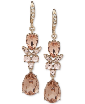 Shop Givenchy Crystal Double Drop Earrings In Gold