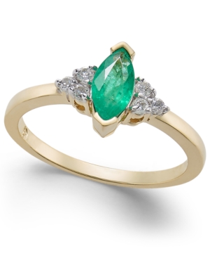 image of Emerald (5/8 ct. t.w.) & Diamond (1/8 ct. t.w.) Ring in 14k Gold