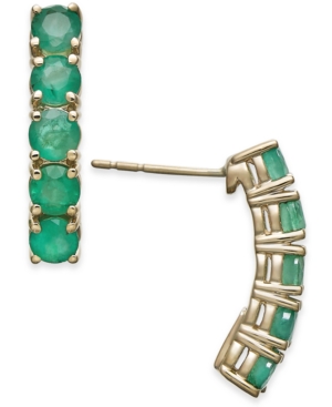 image of Emerald Curved Bar Stud Earrings (2 ct. t.w.) in 14k Gold