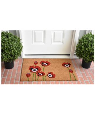 Red Poppies Coir/Vinyl Doormat, 24" x 36"