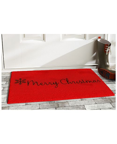 Red Merry Christmas 17 X 29 Coir Vinyl Doormat