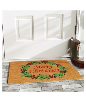 Christmas Wreath Coir/Vinyl Doormat, 17" x 29"