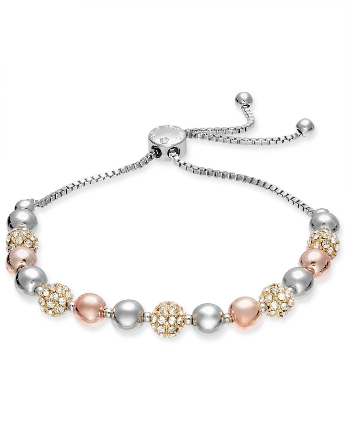 Pave & Imitation Pearl Slider Bracelet, Created for Macy's - Tri-Tone