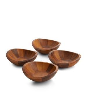 Shop Nambe Braid Set Of 4 Individual Wood 8" Salad Bowls In Brown
