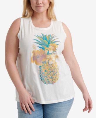 Lucky Brand - Plus Size Cotton Pineapple Graphic-Print Tank Top