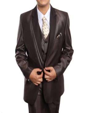 image of Tazio Peak Lapel Classic Fit 2 Button Vested Suits for Boys
