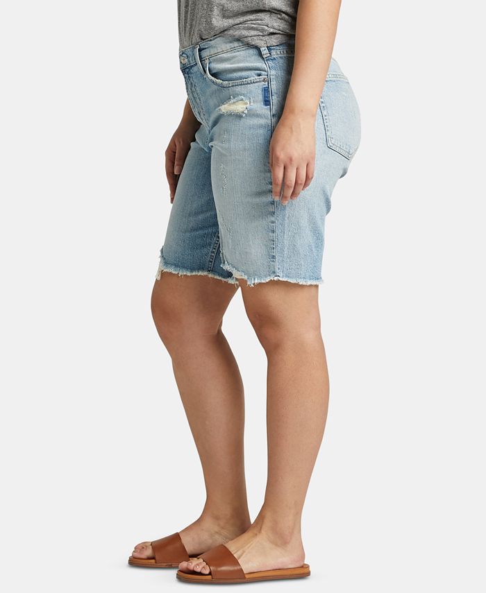 Silver Jeans Co. Trendy Plus Size Frisco Denim Bermuda Shorts - Macy's