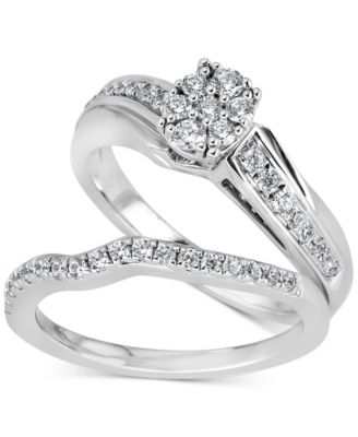 Macy's - Diamond Cluster Bridal Set (1/2 ct. t.w.) in 14k White Gold