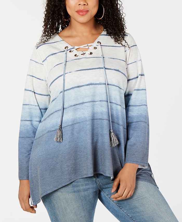 Style Co Womens Lemon Handkerchief Hem Top Blue Size L main image 0