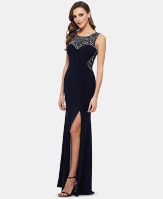 Betsy & Adam Beaded Sweetheart Slit Gown - Macy's