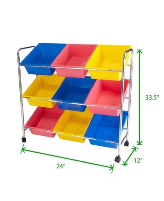 Mind Reader Toy Storage Organizer with 9 Storage Bins, Kids Storage for Bedroom