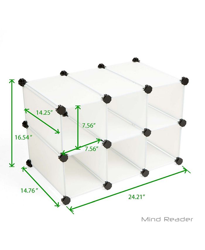 Mind Reader Multi Purpose Storage Rack Bookcase Shelves Bins with 6