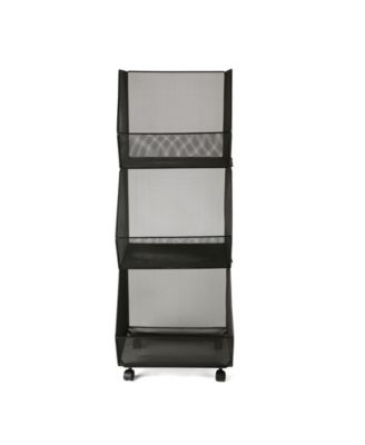 Mind Reader 3 Tier Metal Mesh Rolling Stacking Storage Bins