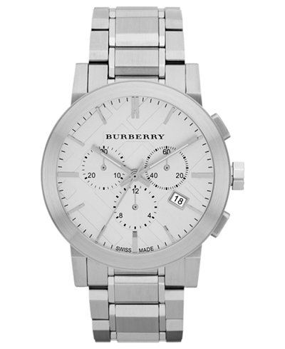 Burberry Watch, Men's Swiss Chronograph Stainless Steel Bracelet 42mm BU9350