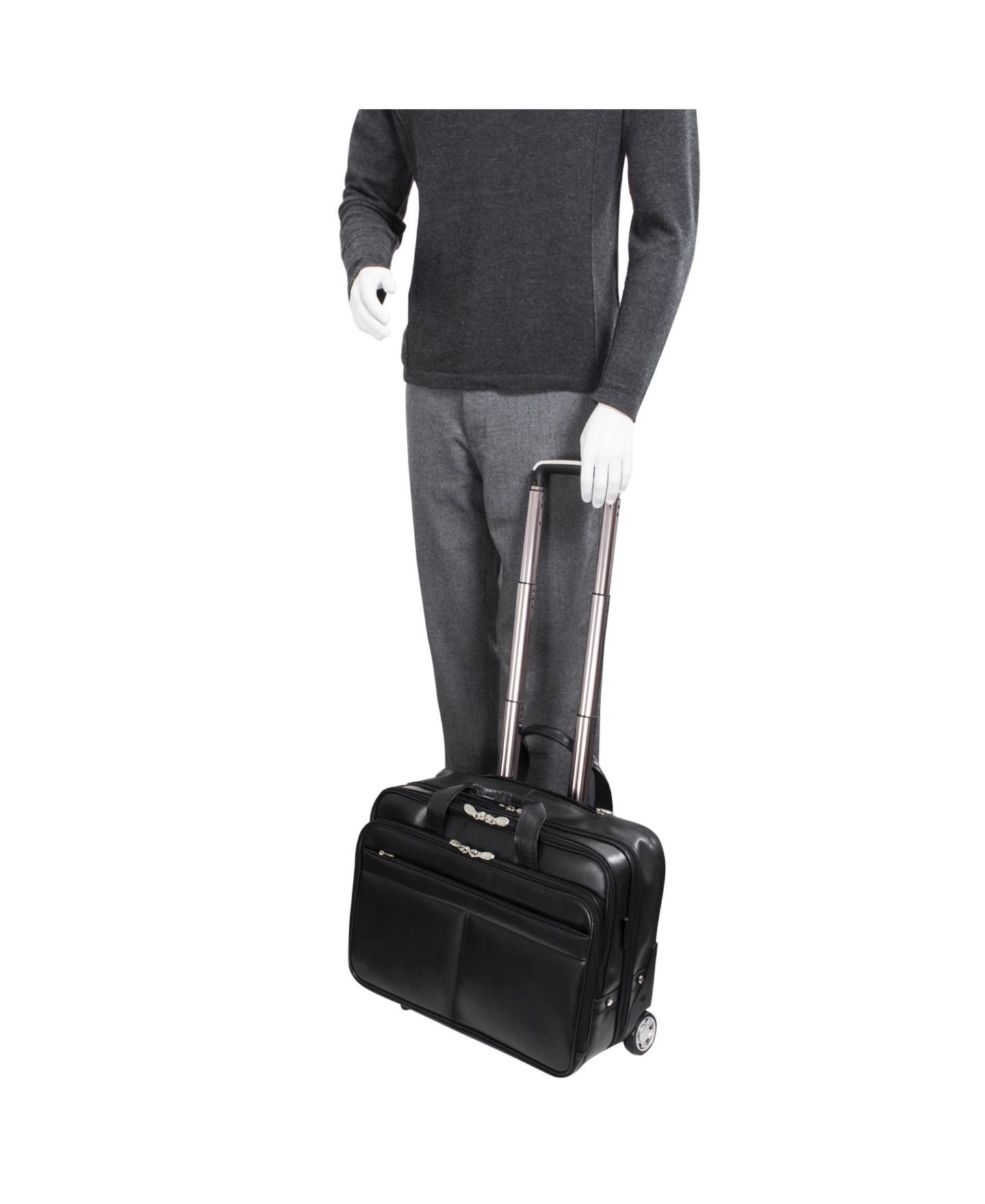 Сумка McKlein Bowery 15" Wheeled Laptop Briefcase, цвет: Чёрный — фото 7