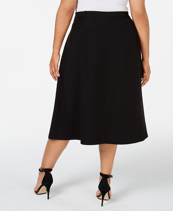 Calvin Klein Plus Size Ruffled Faux-Wrap Skirt - Macy's