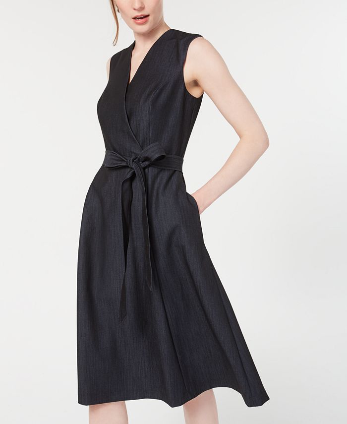 Calvin Klein Belted Fit & Flare Dress - Macy's