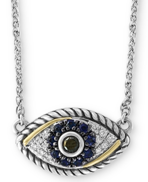 image of Effy Sapphire (1/6 ct. t.w.) & Diamond (1/8 ct. t.w.) Evil Eye 18