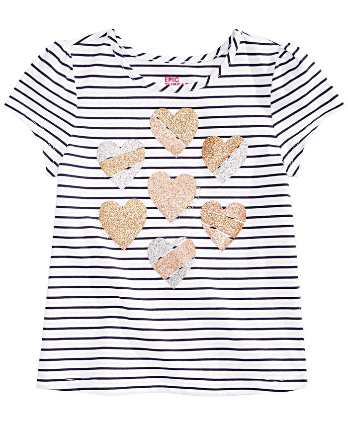 Epic Threads Toddler Girls Striped Heart-Print T-Shirt, Created for ...