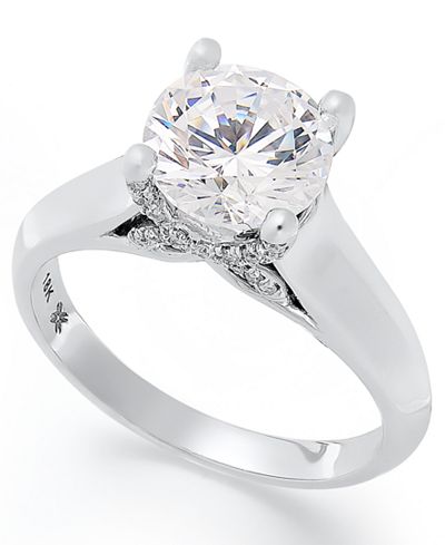 X3 Certified Diamond Solitaire Engagement Ring in 18k White Gold (2 ct. t.w.), Created for Macy ...
