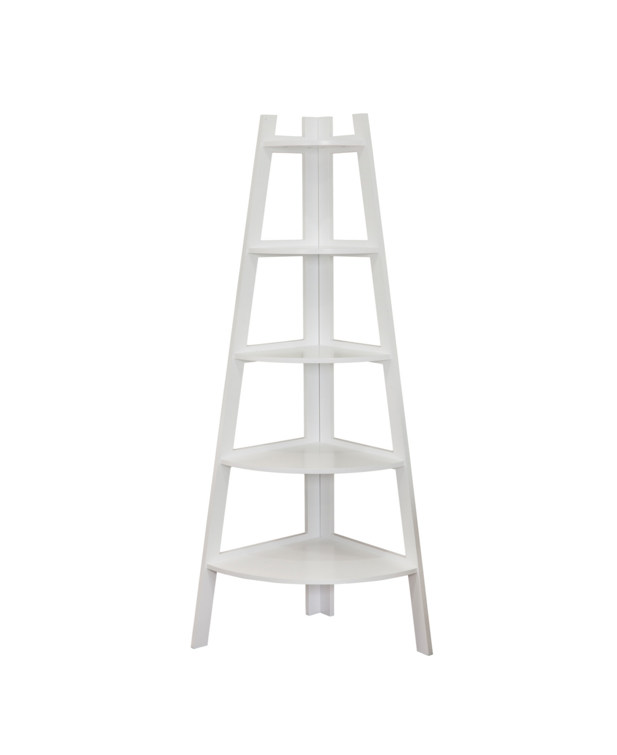 Danya B. Five Tier Corner Ladder Display Bookshelf - White