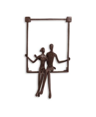 Couple Sitting on a Windowsill Iron Wall Piece